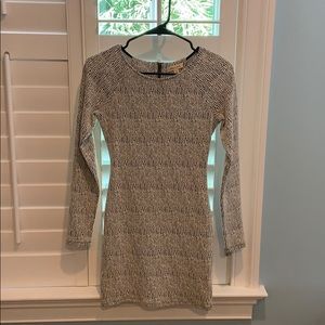 Silence + Noise White and Black Longsleeve Dress